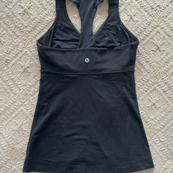 Lululemon Cross Front V Neck Tank Size Small Black Built In Bra Yoga Top - Picture 5 of 6